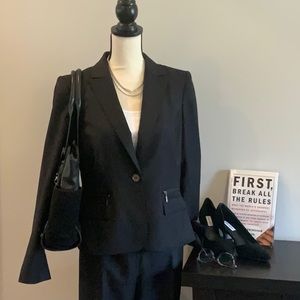 Calvin Klein black pinstripe pantsuit. Size 10.